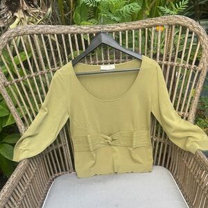 Vintage Valentino Y2K Green Knit Top Classic Luxury Resort Vacation Chic